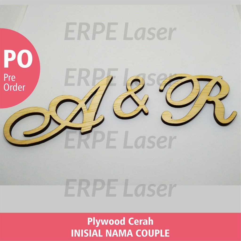 Inisial Nama Couple Pengantin Pernikahan Dekorasi Mahar bahan Plywood