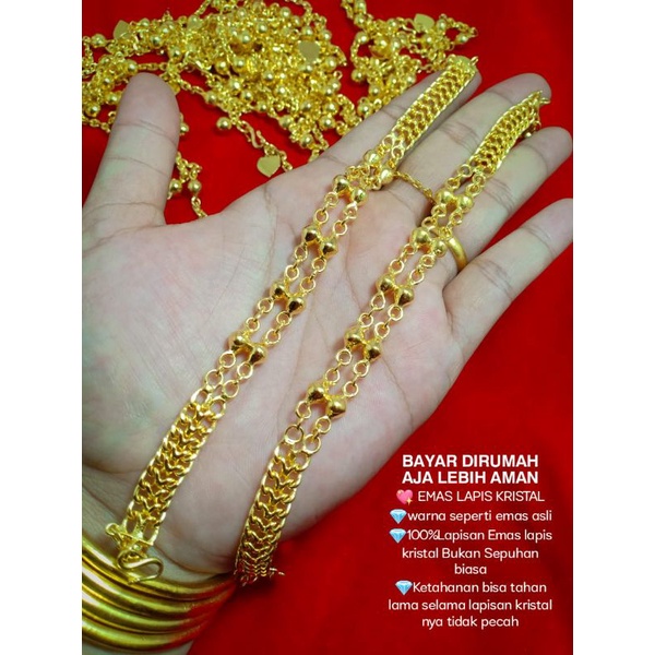 mas lapis kristal warna emas 24k