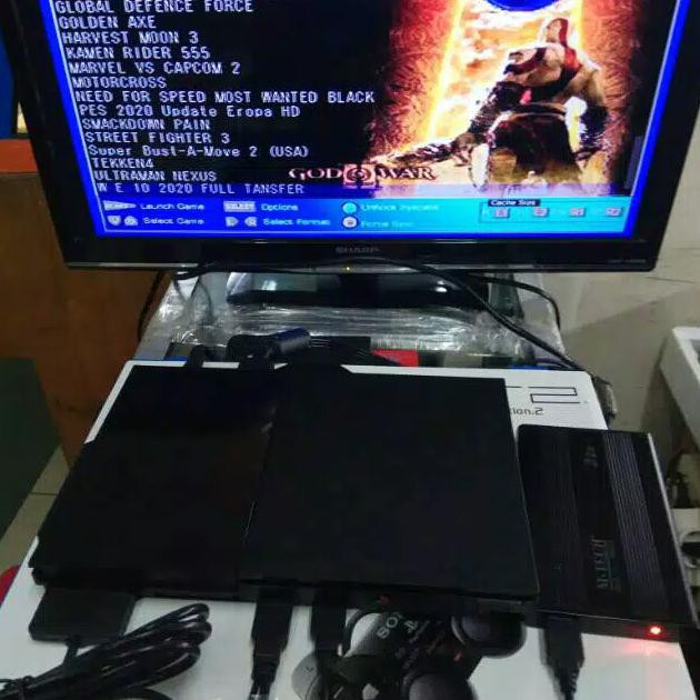 Ps2 Sony Slim Seri 9 Udah Matrix5.0+Hardisk 80Gb Full Games+2 Stik Ps2