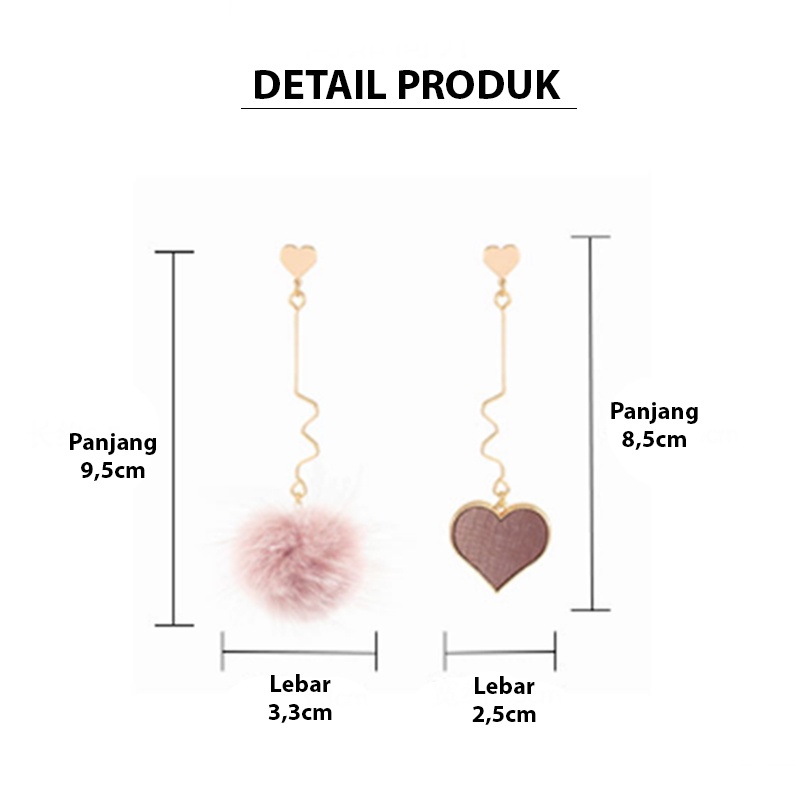 ANTING KOREA WANITA PANJANG TASSEL SWEETLOVE TITANIUM ANTI KARAT ANTING TUSUK GIWANG LUCU AKESESORIS ANT60