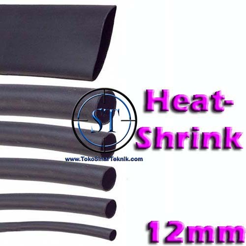 Selongsong Bakar Kabel 12mm Heat Shrink HeatShrink Tube Pelapis Kabel pelindung Cable Selang Ciut Pipih Panas Bakar Heat