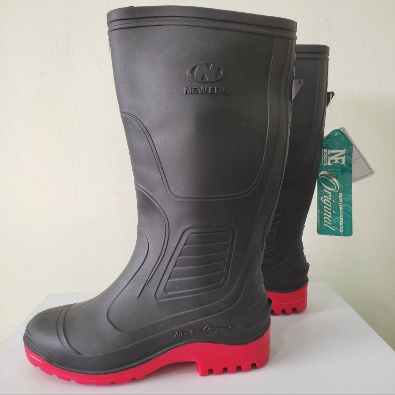 NE Boots Sepatu Boot New Era Hitam Merah APD Konstruksi Proyek dan Perkebunan