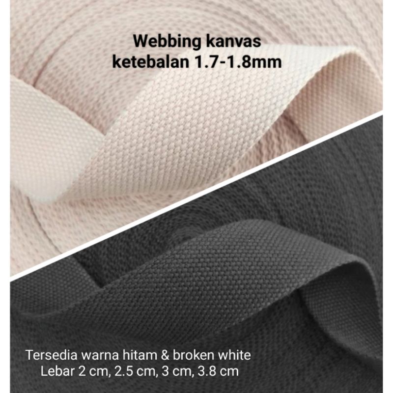 Webbing Kanvas Katun lebar 2 cm ketebalan 1.7-1.8mm