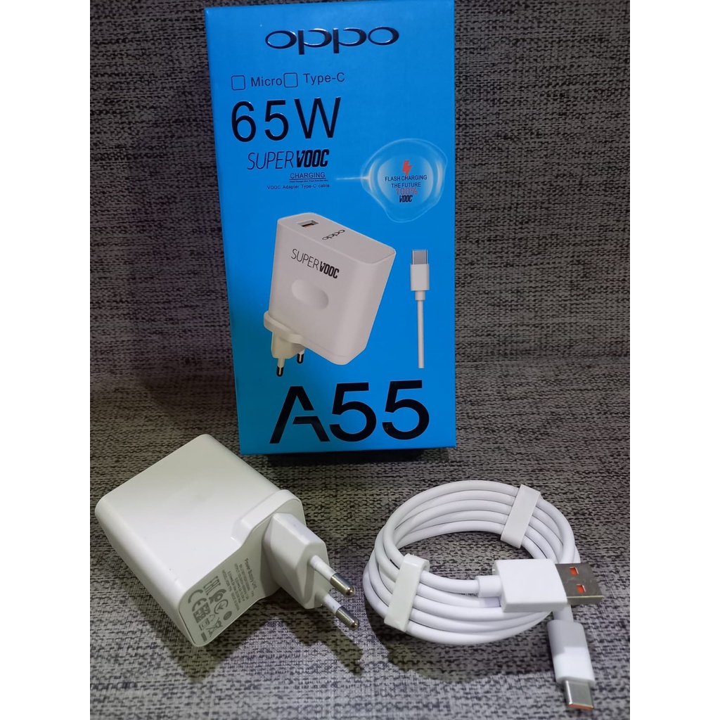 CHARGER OPPO A55 VOOC 65W TRAVEL CHARGE HANDPHONE CASAN HP FAST CHARGING