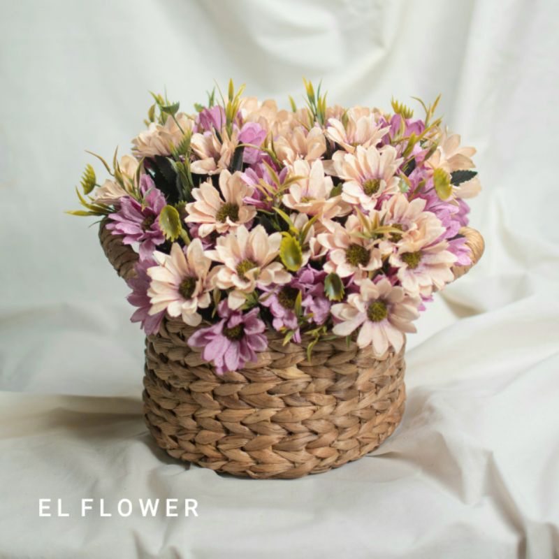 Bunga Aster Krisan 10 kuntum Bunga Artificial Dekorasi-1