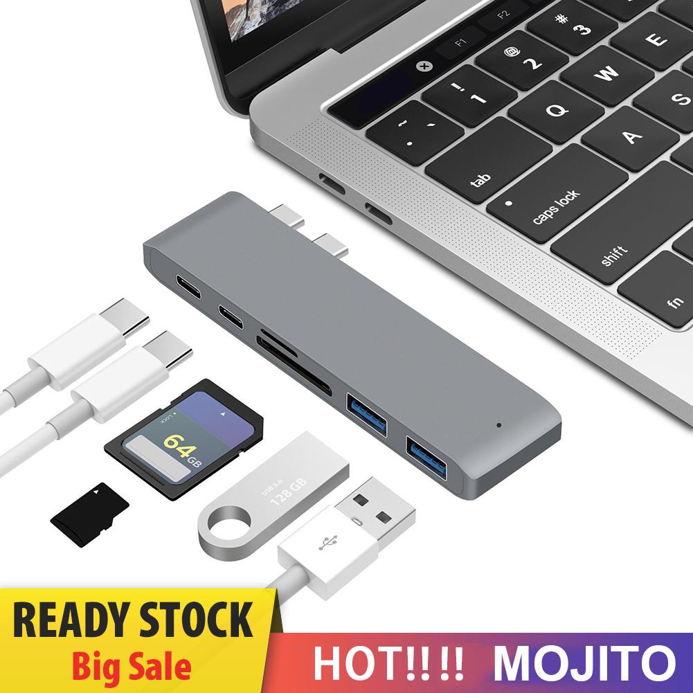 Adaptor Pembaca Kartu Tf Usb 3.0 Hub 2 Port Tipe C Untuk Macbook Pro Air