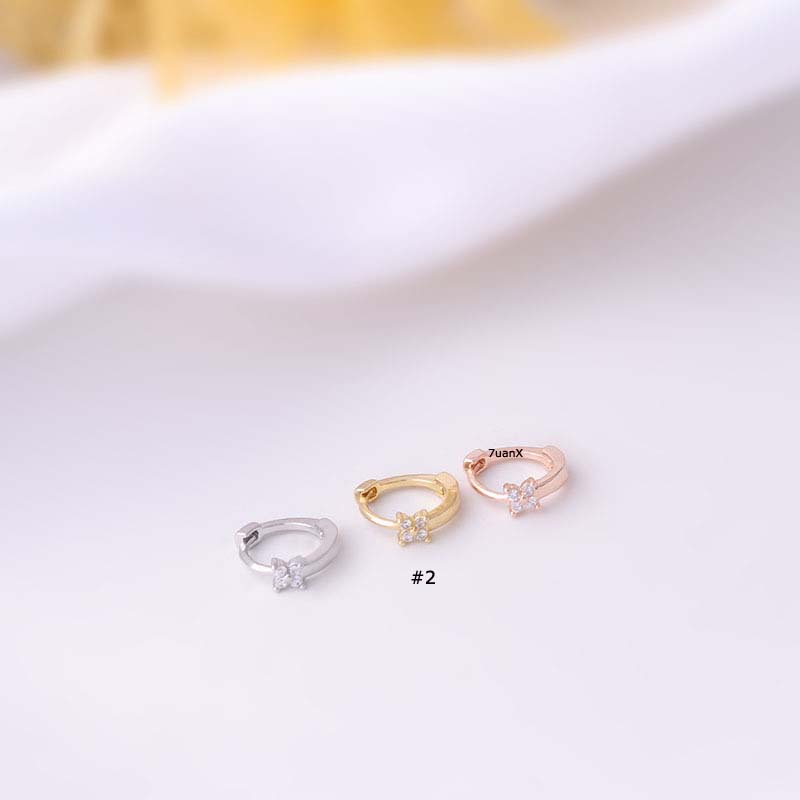 1pc Anting Tindik Tulang Rawan Telinga Bentuk Daun Hati Burung Hias Cubic Zirconia Untuk Wanita