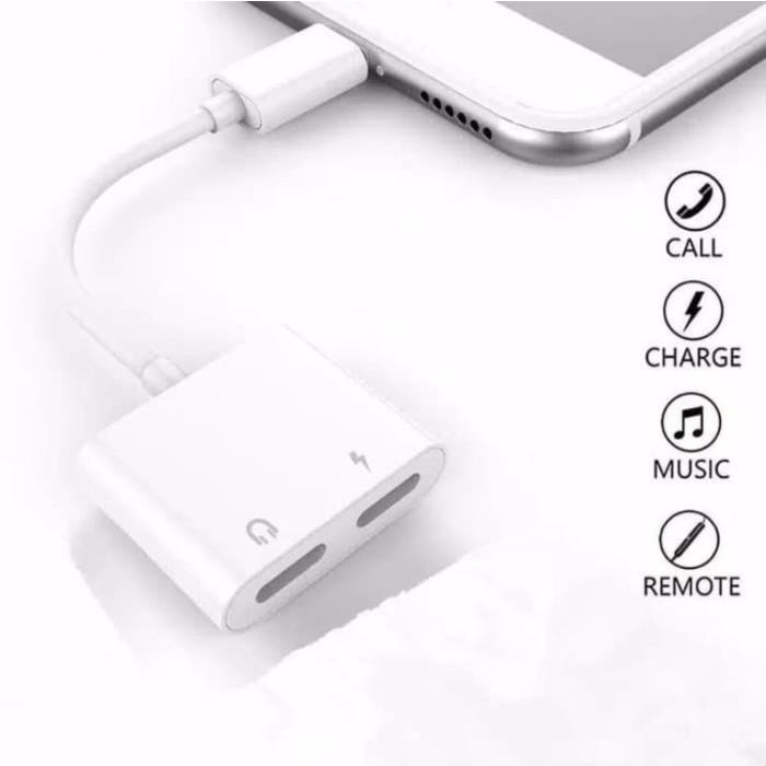 Converter sambungan jack headset 2in1 Dual Lightning iphone 6 X XR Ori