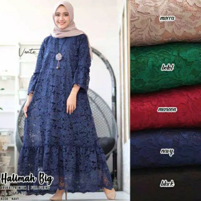 Halimah big LD 130 by vente | gamis dress full brokat jumbo