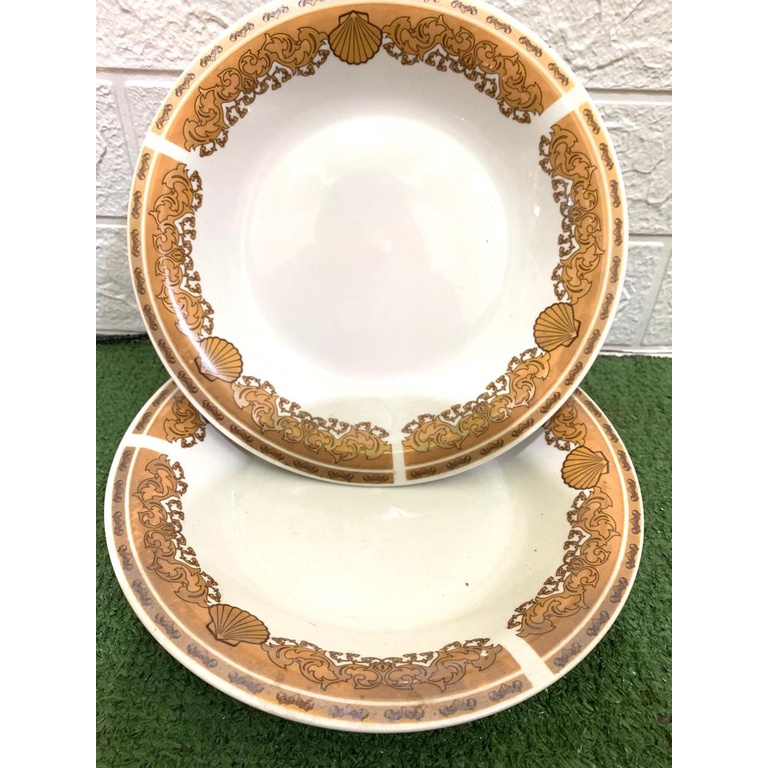 Piring makan porcelain motif kerang 9.25 inch dinasty