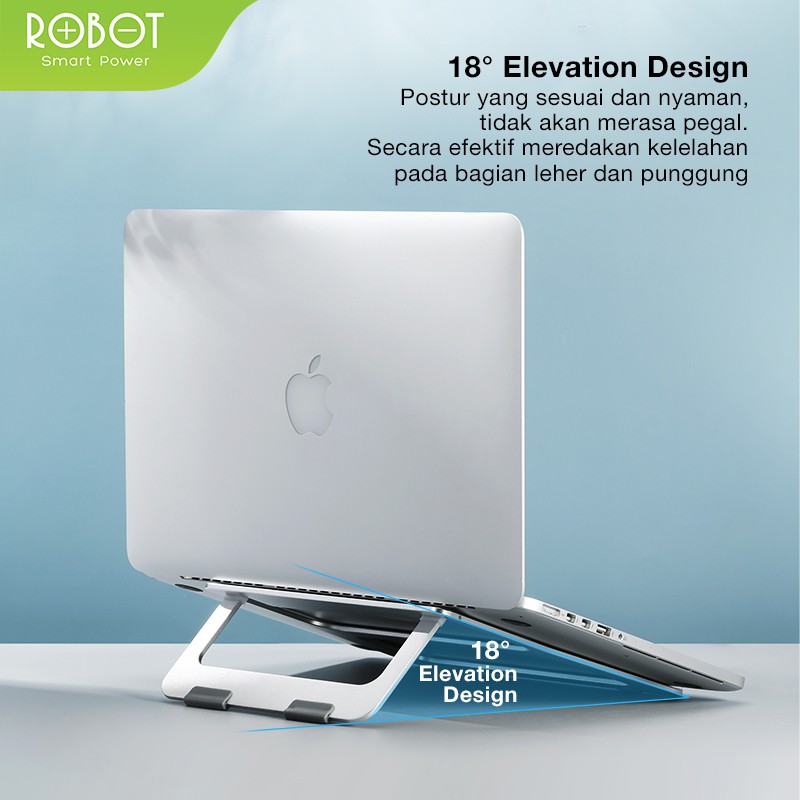 ROBOT RT-LS01 Lightweight &amp; Foldable Laptop Cooling Stand Silver garansi resmi