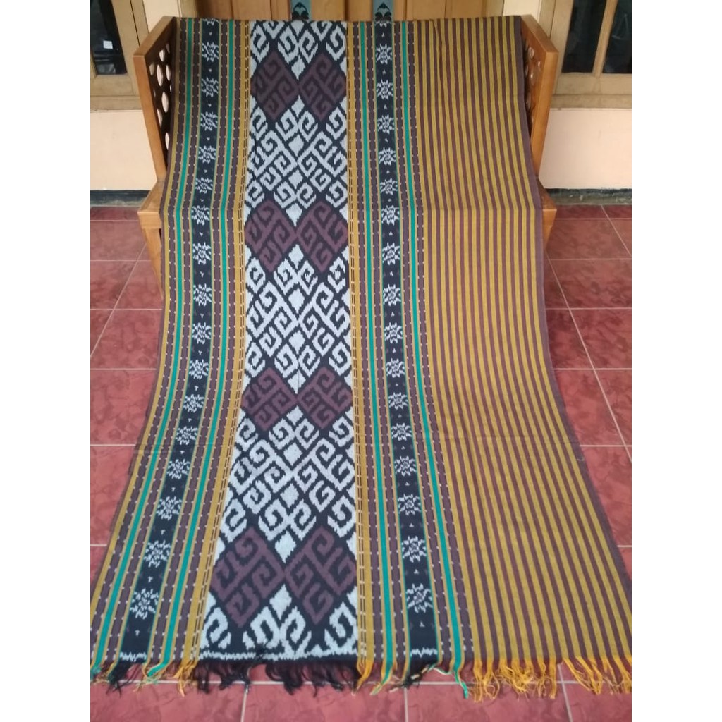 Kain tenun troso blangket kuning mustard hijau