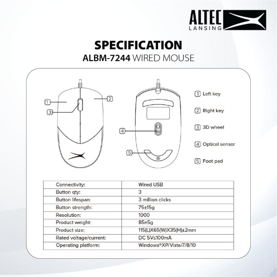 Mouse Altec Lansing ALBM-7244 Wired | Altec ALBM7244