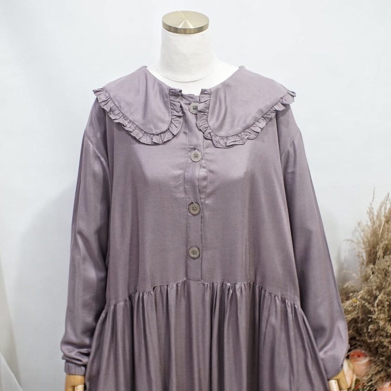 Jumbo Gamis Hazkia Collar Rayon Twill Ld 120 130 Dan 140 Cm Pasti Ori
