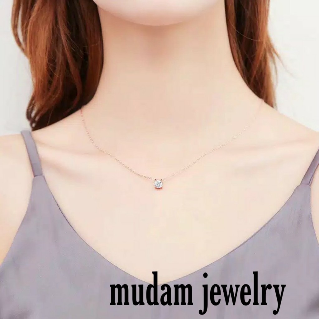 Kalung Titanium THE ONE CRYSTAL Tersedia Warna Rosegold, Gold dan Silver