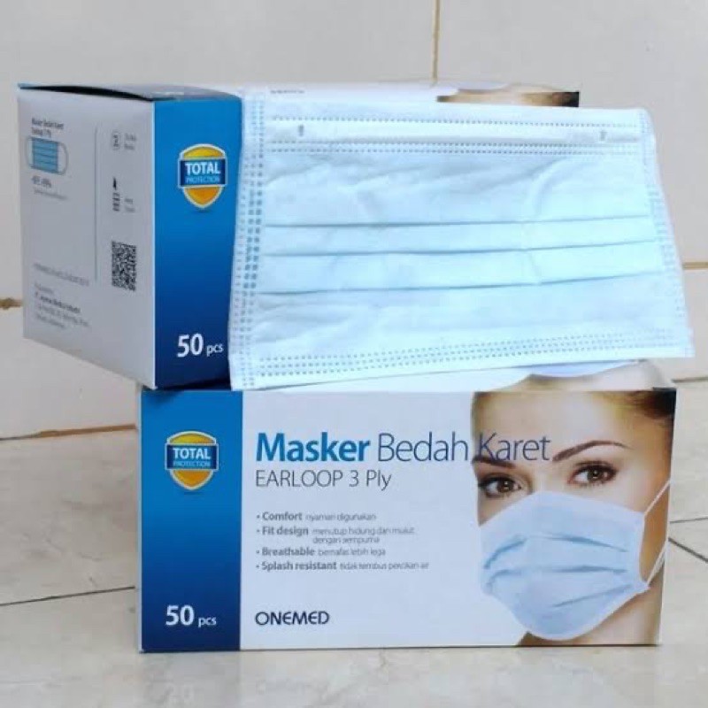 MASKER ONEMED MASKER BEDAH 3 PLY EARLOOP ISI 50 PCS