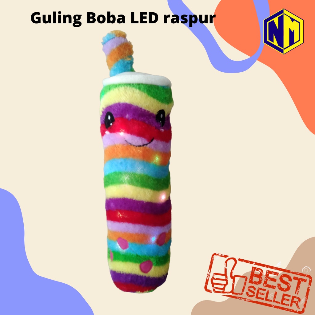 Guling Boba Milk tea Raspur rainbow LED tinggi 55 cm