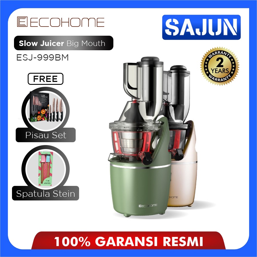 Bonus !! Ecohome Slow Juicer Big Mouth ESJ-999BM Cold Pressed for Fruit 55 RPM ESJ999