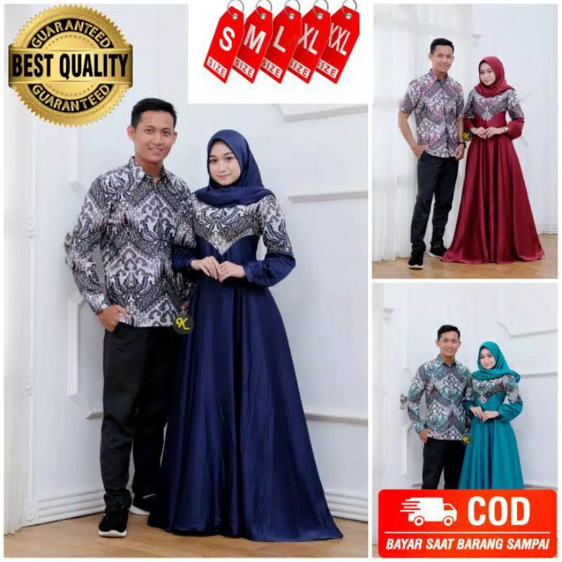 Muara Couple- Sania Ruffle Batik Couple Ori Ndoro Kowi DNT Garansi Termurah Shopee- Couple Batik