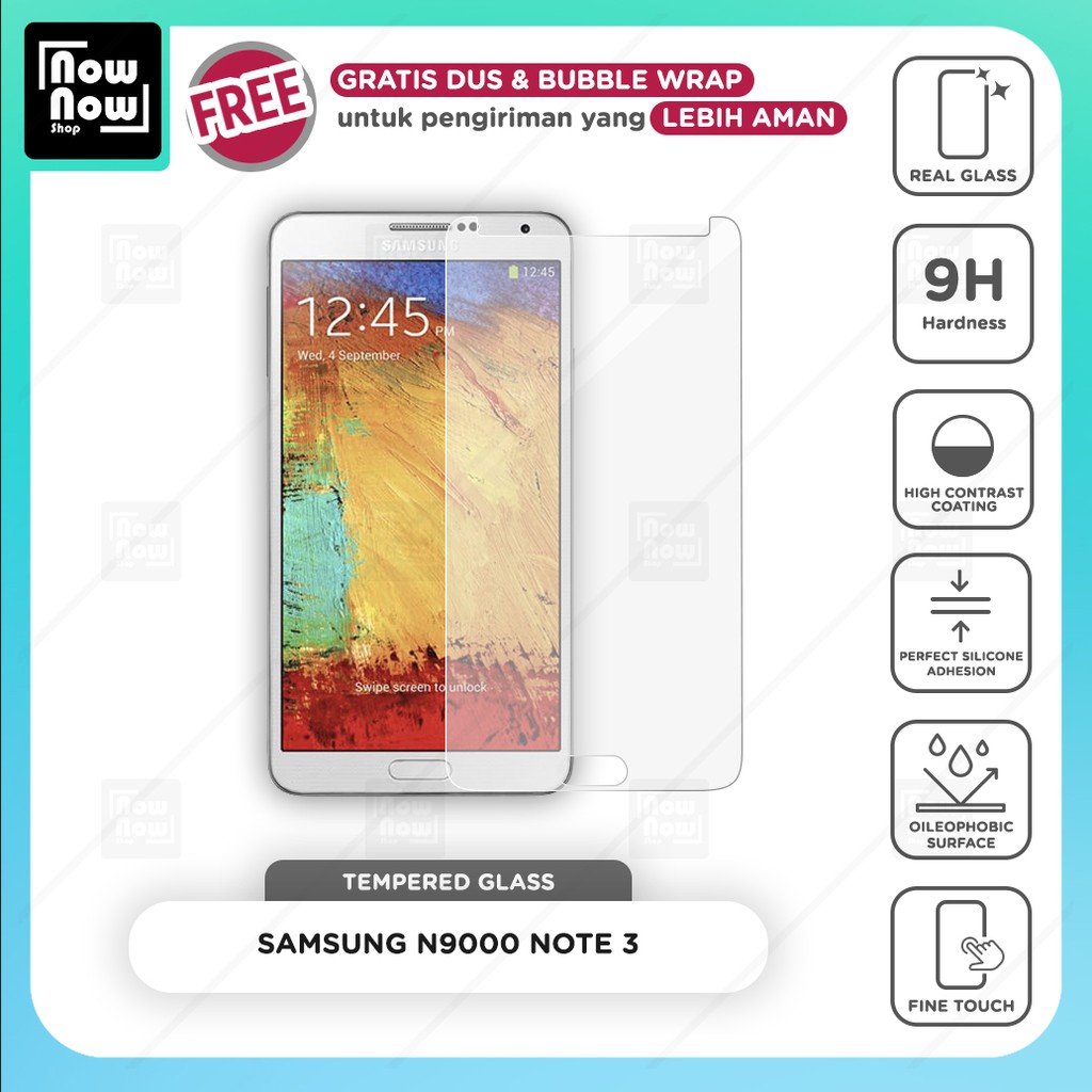 Tempered Glass Anti Gores Samsung Note 3 N9000 Screen Guard Protector 9H Kaca Temperglass