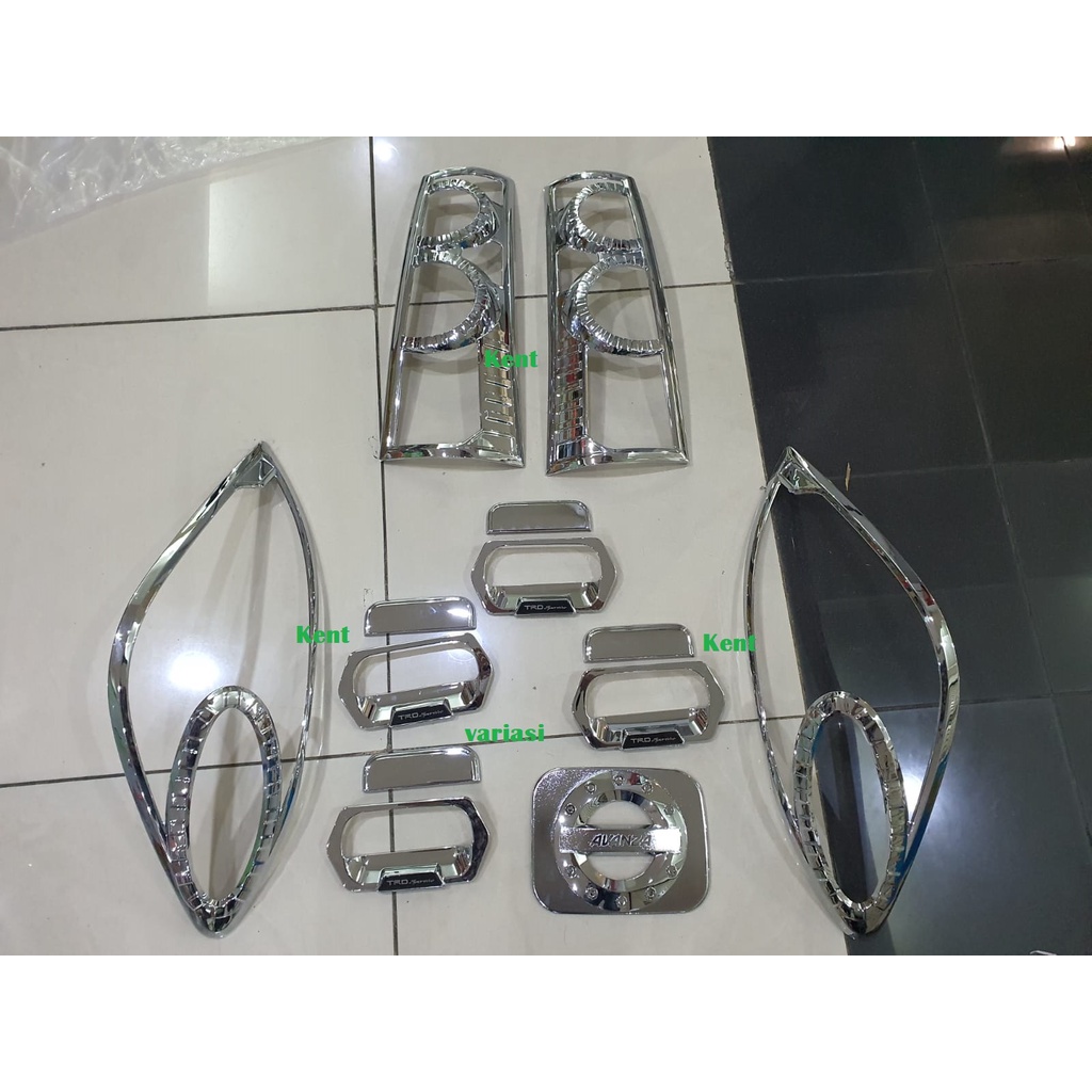 Paket Lengkap Garnish Depan Belakang Outer Handle Tank Cover Avanza Xenia 2007 - 2011 Chrome