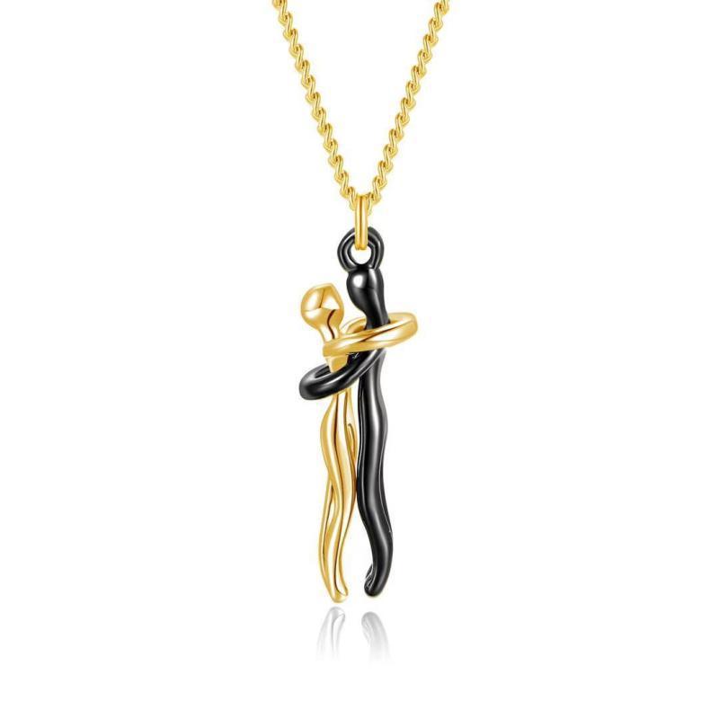 Kalung Bahan Stainless Steel Warna Emas Untuk Pasangan