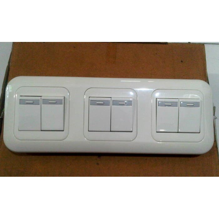 IB SERI PANASONIC 3 GANG Sambung Isi 6 PCS Saklar I Cetekan Lampu WIDE Series