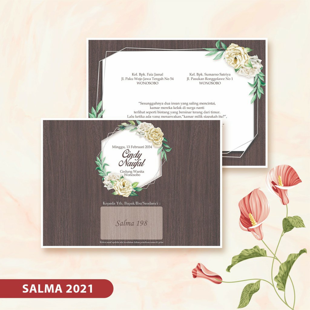 Undangan Pernikahan Cetak Elegan Simpel Surat Undangan - SALMA
