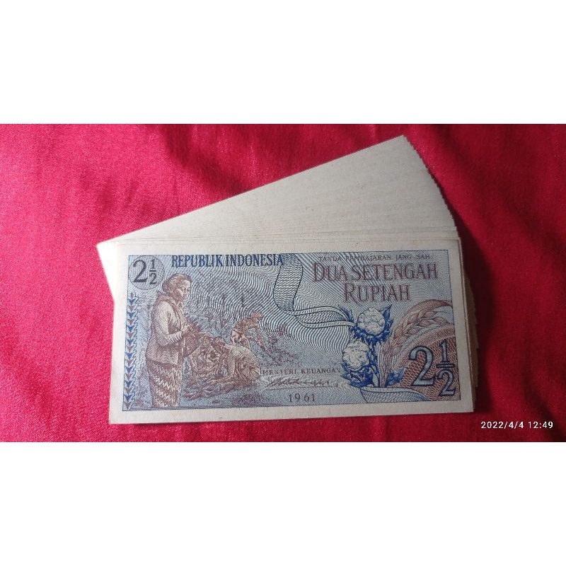 Uang Kuno Indonesia 2 1/2 rupiah Asli Tahun 1961 Mahar Nikah