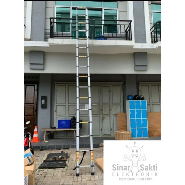 Tangga Teleskopik 6 meter single Telescopic Ladder 6.3 Lipat 6m Aluminium Tebal