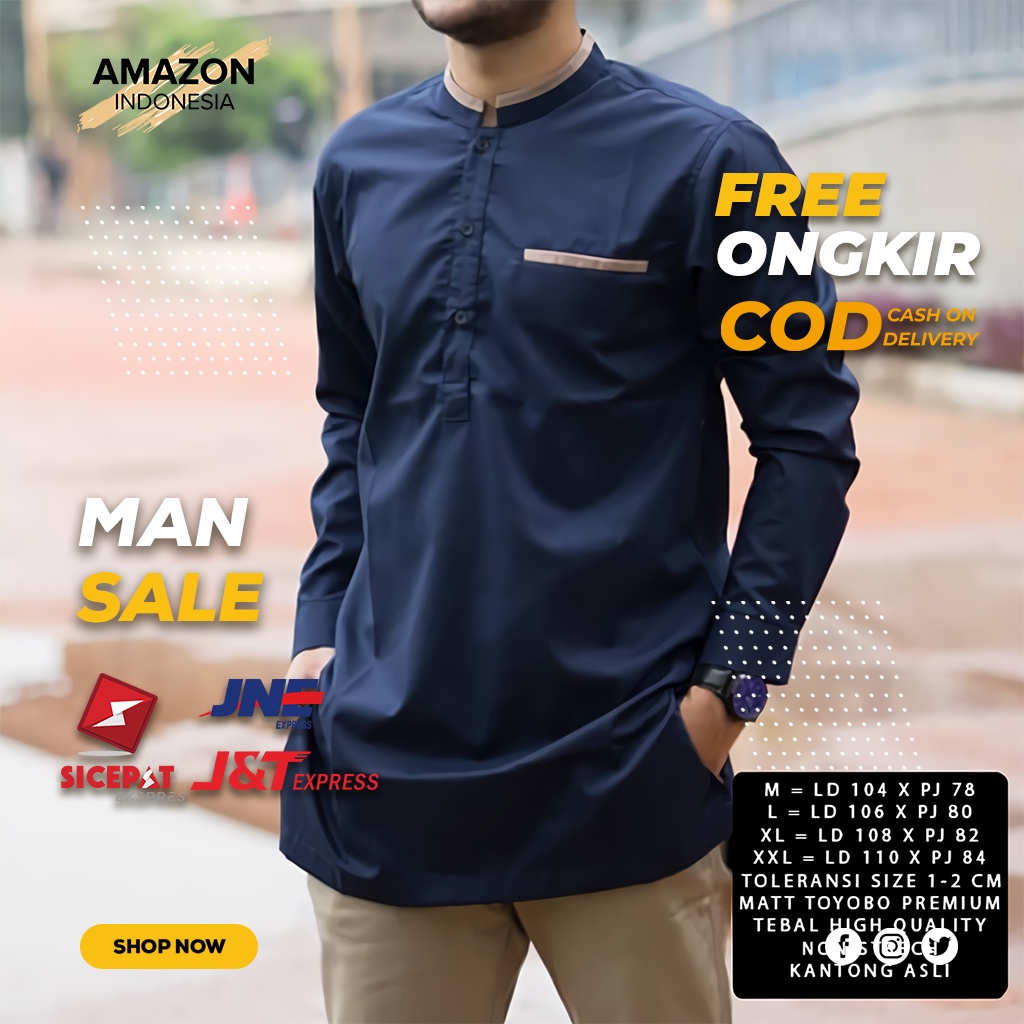 KOKO NAVY PRIA ATASAN COWOK CASUAL WARNA BLUE BAHAN KOTOYOBO DINGIN LENGAN PANJANG KUALITAS BAGUS