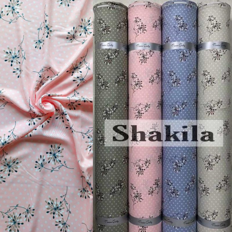 Kain Shakila Motif Bunga Salju dan Kenanga harga setengah meter