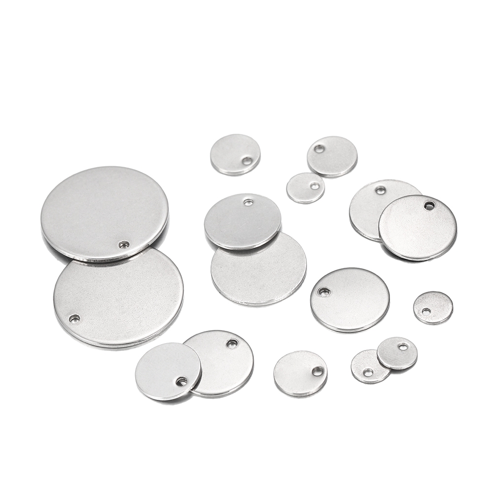 10-50pcs/lot 6-30mm Stainless Steel Round One Hole Charms Pendants Dog Tag For DIY Jewelry Making Findings Bracelet Supplies