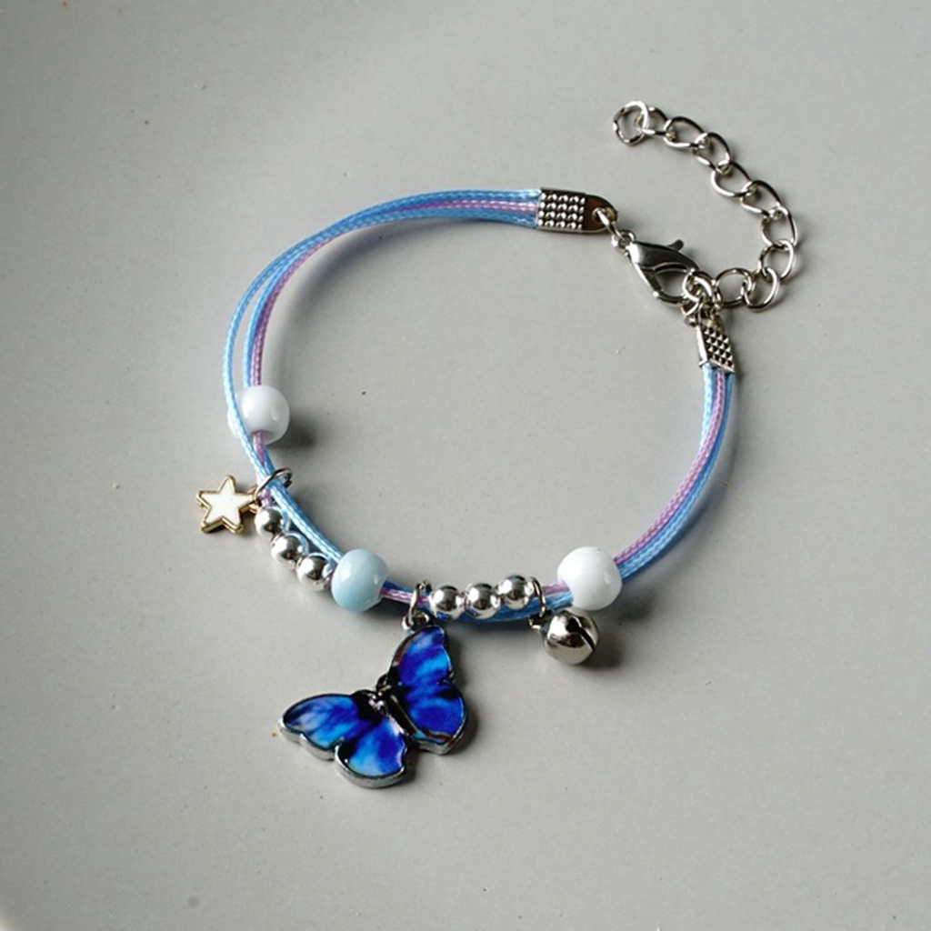 Hu Hu Hu Hu Hu Alat Bantu Pasang Kacamata♡ Gelang Tali Kepang Multilayer Aksen Butterfly Star Bell Untuk Pasangan