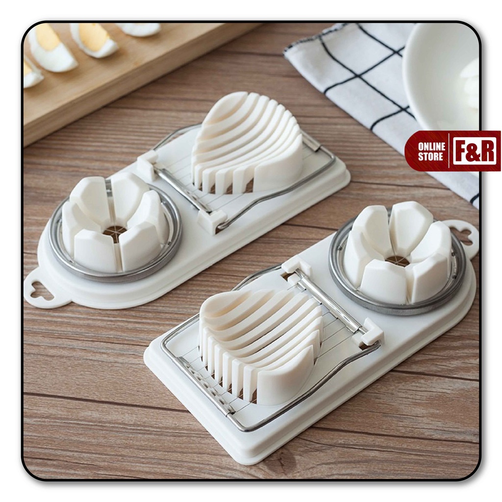 Alat Pemotong Telur Rebus Multifungsi 2 in 1 Pengiris Telor 2 in1 Bahan Plastik Egg Slicer &amp; Cutter