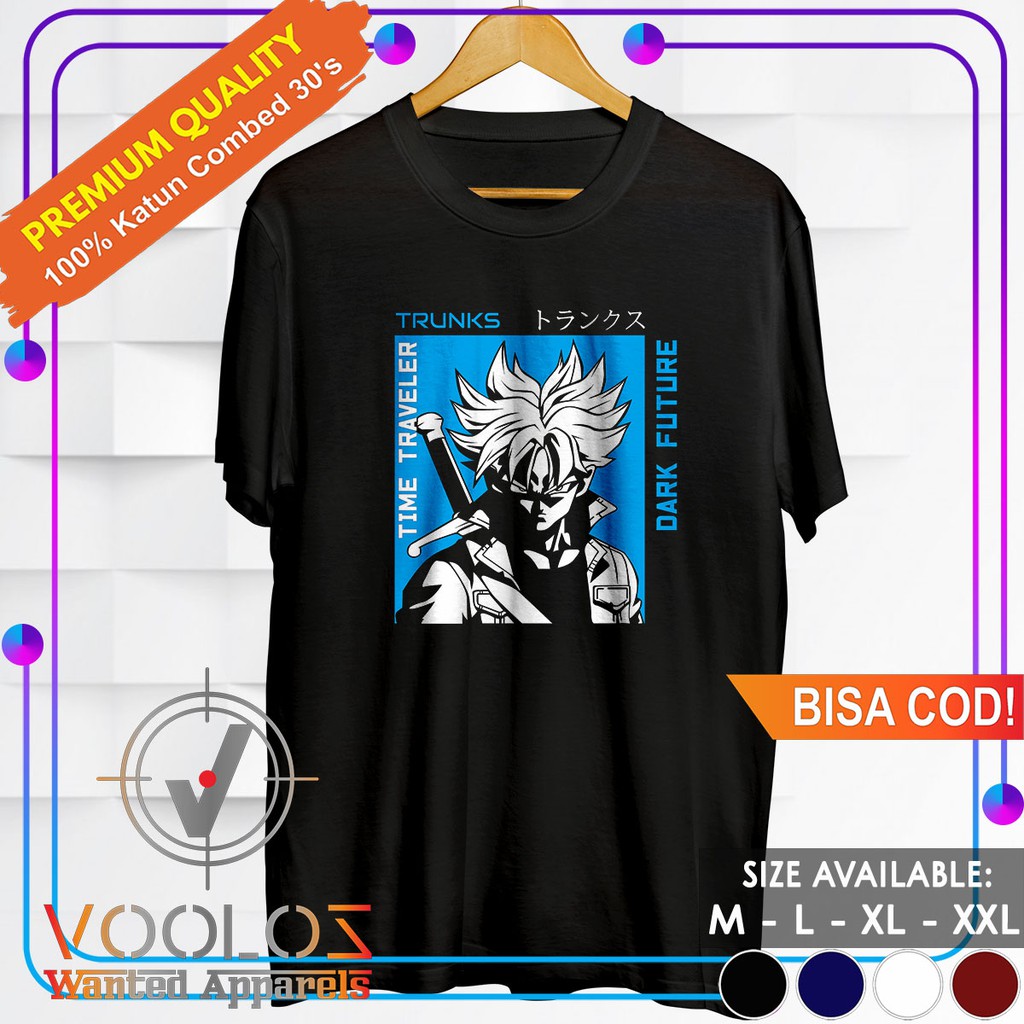 Kaos Anime Dragon Ball Baju Distro Pria Branded Original Cowok Keren Kekinian Trunks Time Traveler
