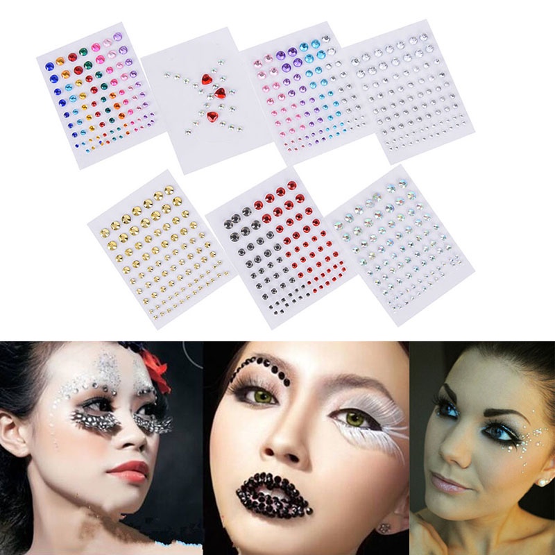 &lt; E2id &amp; &gt; Stiker Kristal Berlian Imitasi Glitter Untuk Makeup Mata