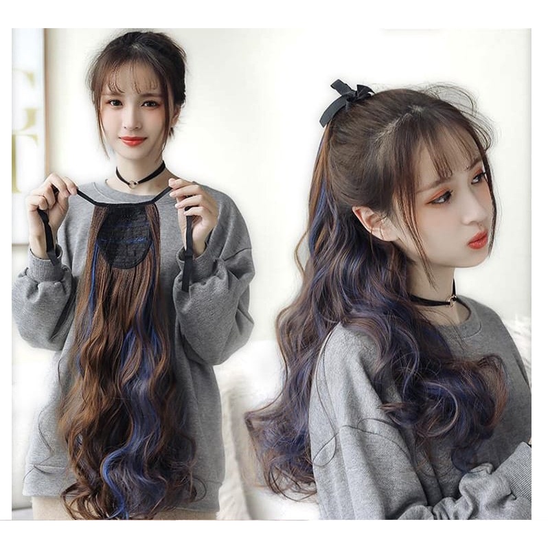 Poni Tail ikat Rambut Curly warna / ikat Rambut Palsu ekor kuda wig / PonyTail / BS