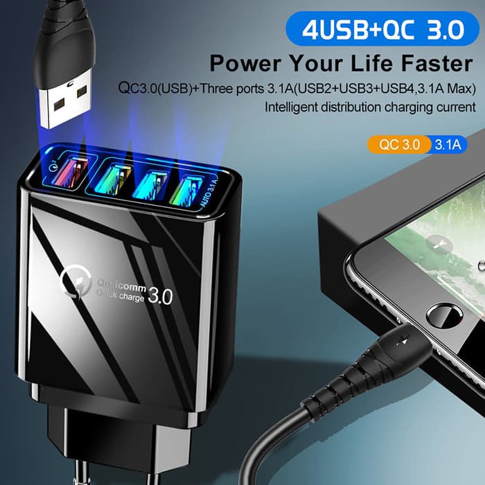 Charger 4 port USB Quickcharger QC3.0 SANTAC