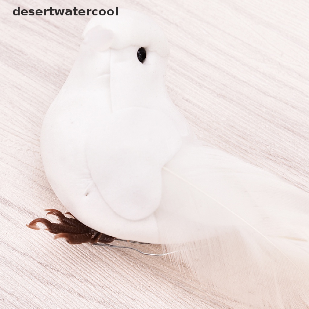 Deid Burung Merpati Imitasi Bahan Busa + Bulu Warna Putih Dengan Magnet Untuk Dekorasi Rumah