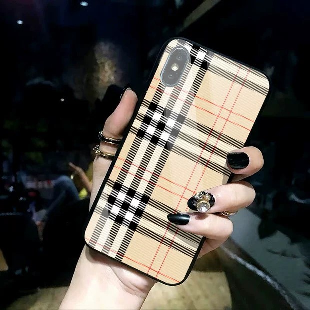 CASE HP IPHONE X/XS CASING BURBERRY GLASS KACA SOFTCASE BRANDED