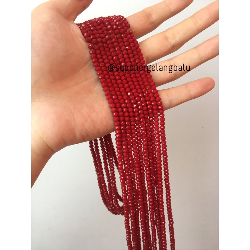 Crystal Ceko Doft 4mm merah maroon aksesoris beads manik donat rondel kristal perhiasan olshop manik