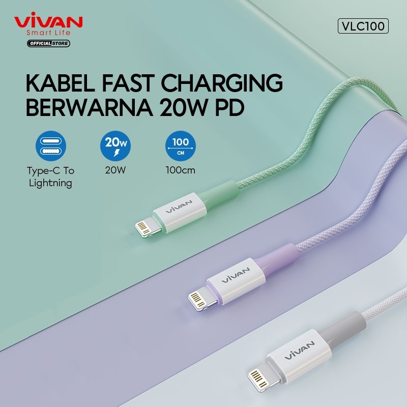 VIVAN Data Cable Type C to Lightning 3A PD20W VLC100-Garansi 1 Tahun