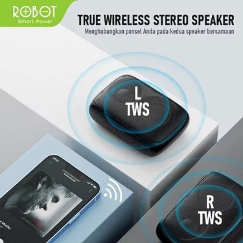 (ROBOT RT110) Speaker Bluetooth Bass Stereo Speaker Wireless Portable