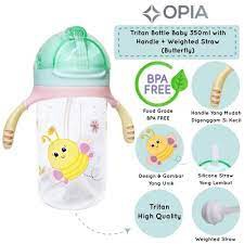 OPIA Tritan Bottle Baby 350ml BUTTERFLY - Weighted Straw Handle Bottle