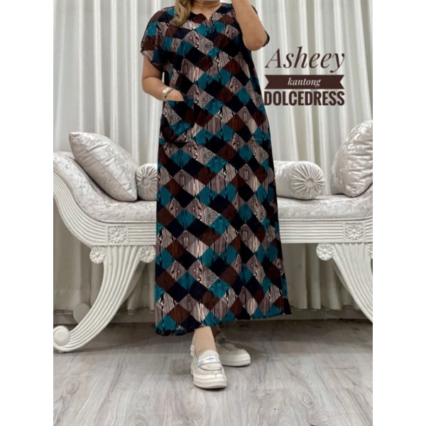 daster asheey kantong JUMBO LD 125 ori by dolce dress busui rayon premium JUMBO size