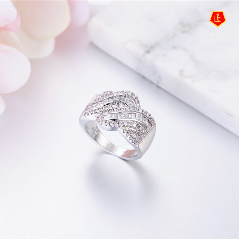 [Ready Stock]Fashion Creative Square Diamond Twisted String Ring