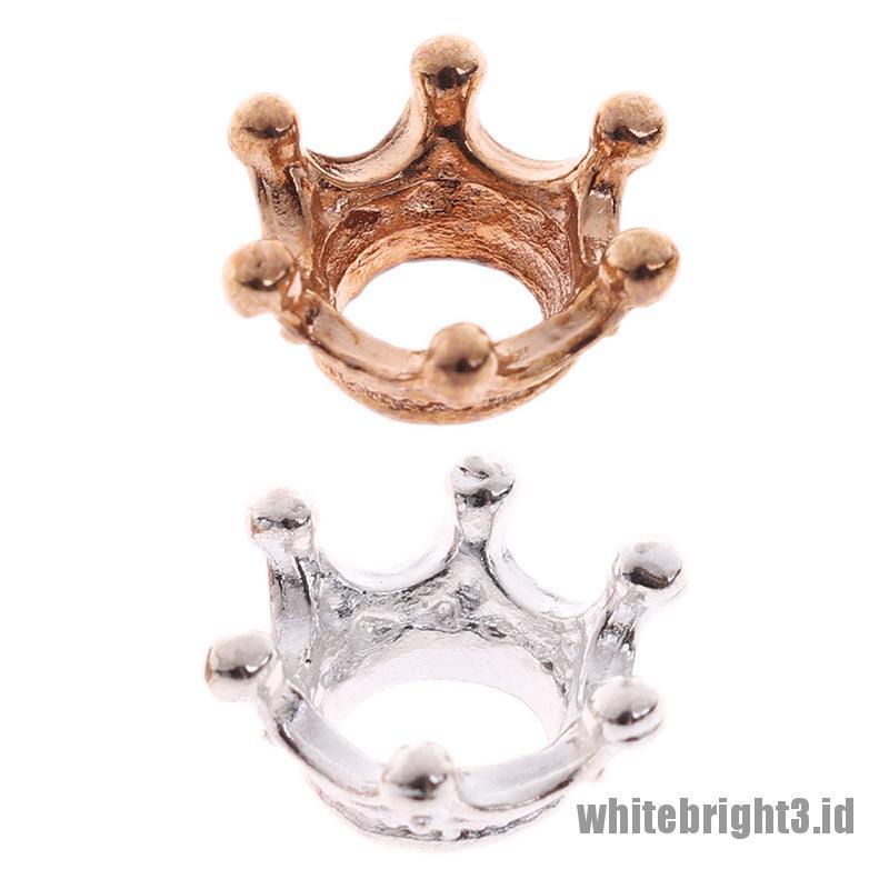 (white3) 2pcs Miniatur Mahkota Bahan Metal Skala 1: 12 Untuk Rumah Boneka