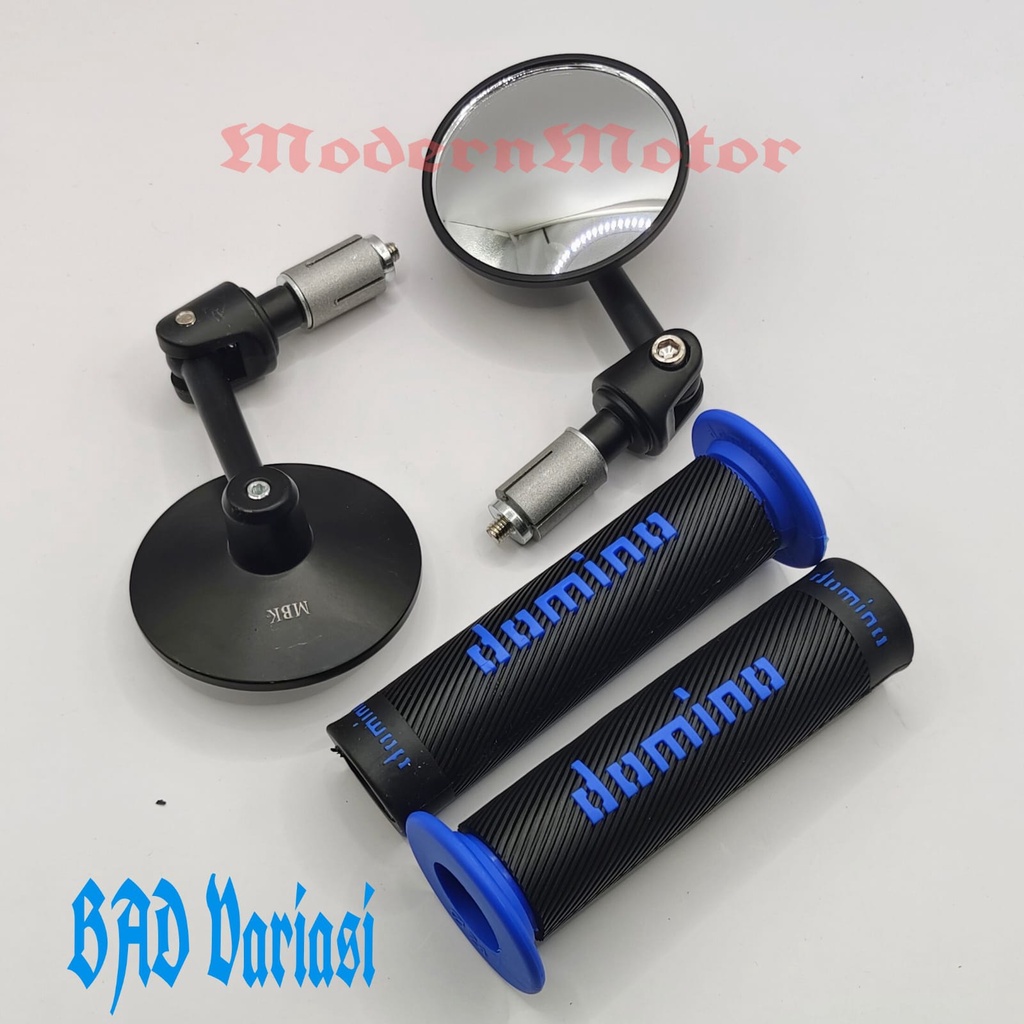 Spion Jalu Cembung plus Handgrip Domino Bulu 1 paket 2 item Universal all Motor