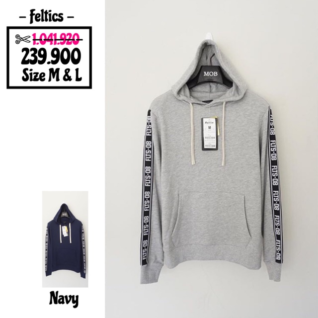 Hoodie Pria Original Feltics - Navy dan Grey